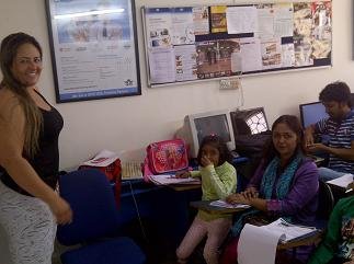 Students practising in a LangÉcole Portuguese class